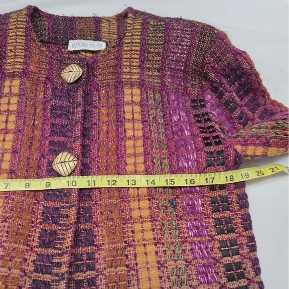Vintage Arlene Wohl Art To Wear Knit Two Button Cardigan M/L - Picture 8 of 10